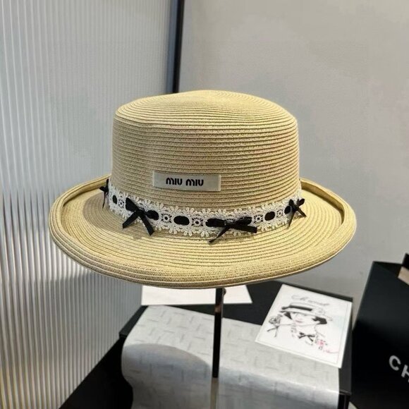 miu miu new flat top straw hat - Picture 2 of 8
